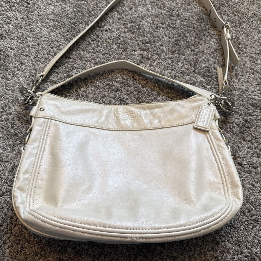 Coach Zoe Cream Leather Shoulder Bag